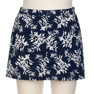 St John's Bay Womens Size 16 Floral Skirt Skort White Blue Casual Summer